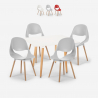 Set of 4 white square table chairs 80x80cm Scandinavian design Dax Light Offers