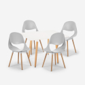 Set of 4 white square table chairs 80x80cm Scandinavian design Dax Light Bulk Discounts
