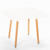 Set of 4 white square table chairs 80x80cm Scandinavian design Dax Light 