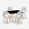 Black 80x80cm square table set 4 chairs Scandinavian design Dax Dark Discounts