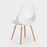Set white round table 100cm Scandinavian design 4 chairs Midlan Light Model