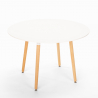 Set white round table 100cm Scandinavian design 4 chairs Midlan Light 