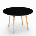Set 4 chairs design dining table 100cm black round Midlan Dark 