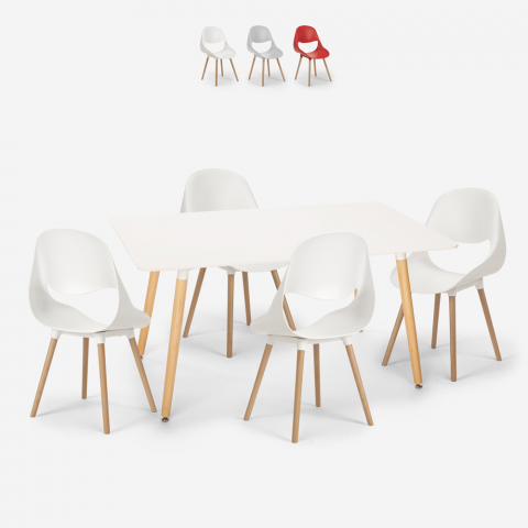 Flocs Light Scandinavian design rectangular table set 80x120cm 4 chairs Promotion
