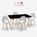 Set 4 chairs Scandinavian design rectangular table 80x120cm Flocs Dark On Sale