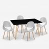 Set 4 chairs Scandinavian design rectangular table 80x120cm Flocs Dark Catalog