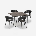 Set 4 chairs modern design table 80x80cm industrial restaurant kitchen Maeve Dark Choice Of