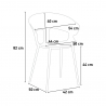 Set 4 chairs modern design table 80x80cm industrial restaurant kitchen Maeve Dark 