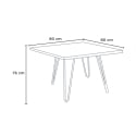 Set 4 chairs modern design table 80x80cm industrial restaurant kitchen Maeve Dark 