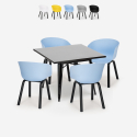 Square table set 80x80cm metal 4 chairs modern design Krust Dark On Sale