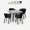 Square table set 80x80cm metal 4 chairs modern design Krust Dark Promotion