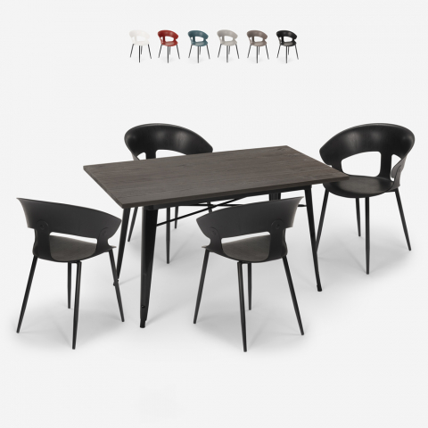 kitchen dining table set 120x60cm 4 chairs modern design tecla Promotion
