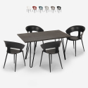 Set of 4 modern design dining table chairs 120x60cm industrial Sixty Discounts