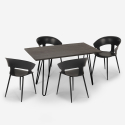 Set of 4 modern design dining table chairs 120x60cm industrial Sixty Price