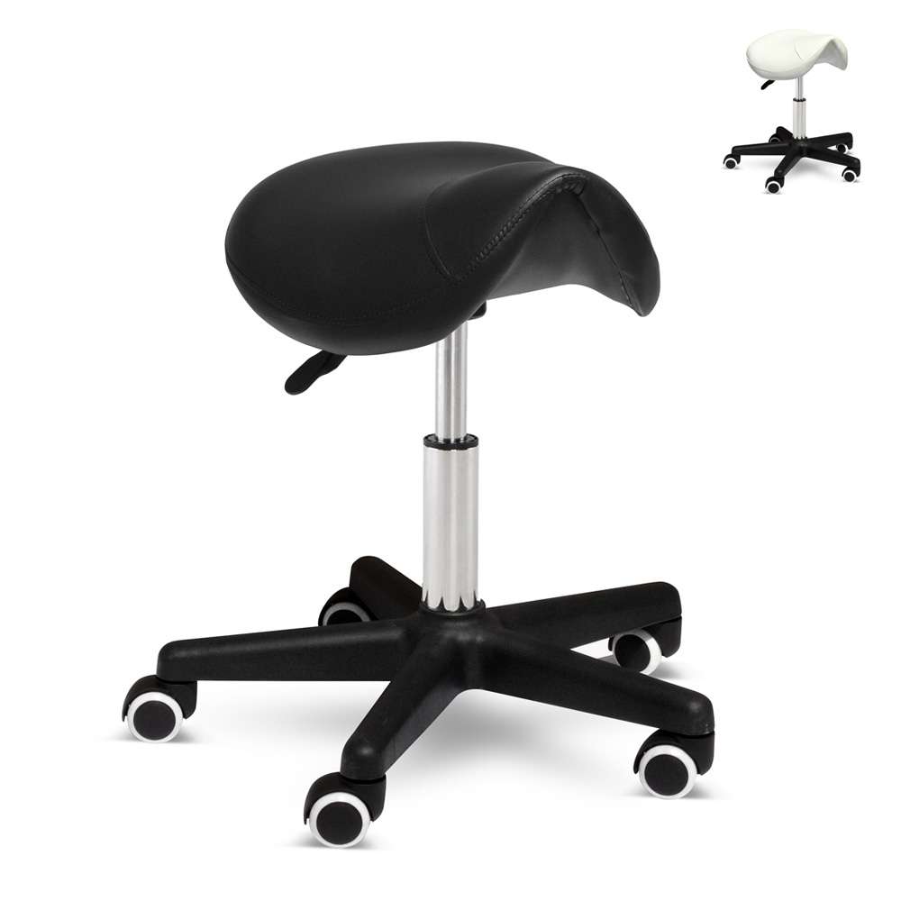 Professional Stool with Wheels Adjustable Height Saddle Seat Professional
