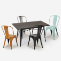 industrial dining room kitchen set 120x60cm table 4 chairs harvey Promotion