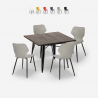 set 4 chairs polypropylene table Lix 80x80cm square metal howe dark Discounts
