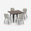 set 4 chairs polypropylene table Lix 80x80cm square metal howe dark Price