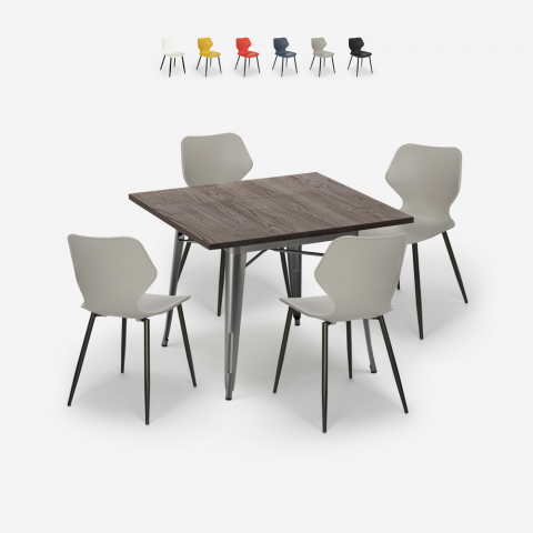 set bar kitchen square table 80x80cm 4 chairs modern design howe Promotion