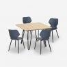 Industrial style square table set 80x80cm 4 chairs design Sartis Light Characteristics