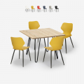 Industrial style square table set 80x80cm 4 chairs design Sartis Light Promotion