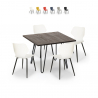Set 4 chairs design square table 80x80cm wood metal Sartis Dark On Sale