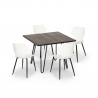 Set 4 chairs design square table 80x80cm wood metal Sartis Dark Model