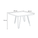 Set 4 chairs design square table 80x80cm wood metal Sartis Dark 