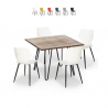 Square table set 80x80cm industrial design 4 polypropylene chairs Sartis On Sale