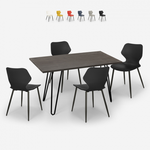 Set kitchen dining room 4 chairs design table Tolix 120x60cm Palkis Promotion