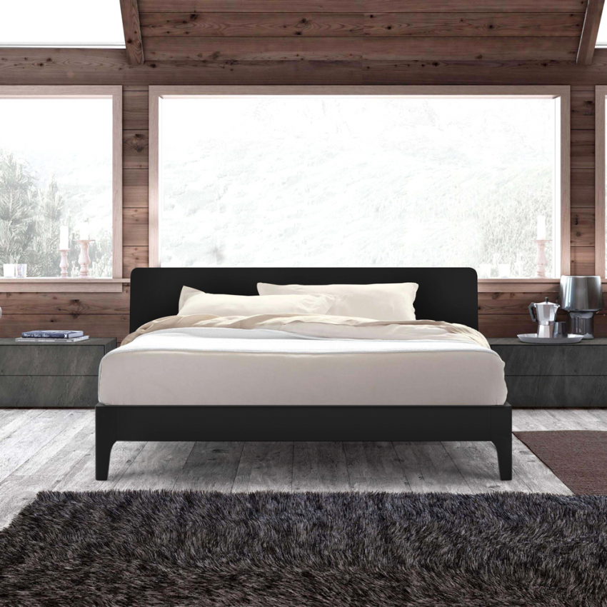 Linz King bed 160x200cm modern design wooden slatted headboard Measures