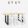 Dining table set 160x80cm wood metal 4 chairs transparent Jaipur M Bulk Discounts