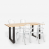 Dining table set 160x80cm wood metal 4 chairs transparent Jaipur M Model