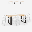 Set 6 chairs transparent polycarbonate table 180x80cm industrial Jaipur L On Sale