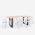 Set 6 chairs transparent polycarbonate table 180x80cm industrial Jaipur L Choice Of