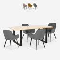 Set 4 velvet chairs design table 160x80cm industrial style Samsara M1 On Sale