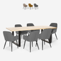Set 6 velvet armchairs design rectangular table 200x80cm Samsara XL1 Promotion