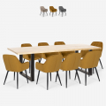 Set 8 velvet armchairs design dining table 220x80cm Samsara XXL2 Promotion