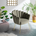 Shell chair modern design velvet gilded legs Calicis On Sale