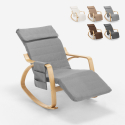 Rocking chair wood Scandinavian design adjustable footrest Odense Sale