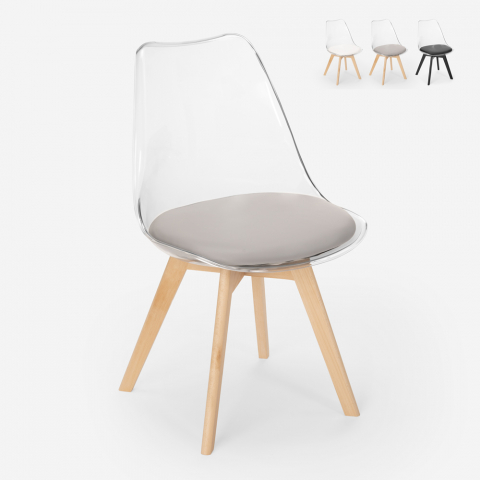 transparent kitchen bar chair with cushion scandinavian design Tulipan caurs Promotion