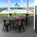 table set 80x80cm 4 chairs industrial design style Lix kitchen bar hustle black Bulk Discounts