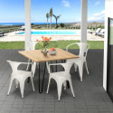 table set 80x80cm industrial design 4 chairs Lix style bar kitchen reims light Bulk Discounts