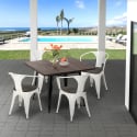 industrial set kitchen table 80x80cm 4 chairs wood metal hustle wood black Choice Of