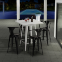 bar set kitchen table 60x60cm white metal 4 stools bucket white Choice Of