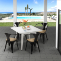 set 4 chairs Lix kitchen table white 80x80cm century white top light Discounts