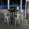 black 60x60cm high side table set 4 stools wood metal bucket wood black Choice Of