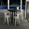 industrial 60x60cm black coffee table set 4 stools bucket black top light Discounts