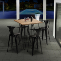 set bar kitchen 4 stools industrial wood coffee table 60x60cm mason Bulk Discounts