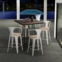 set bar kitchen 4 stools high table 60x60cm mason noix top light Discounts